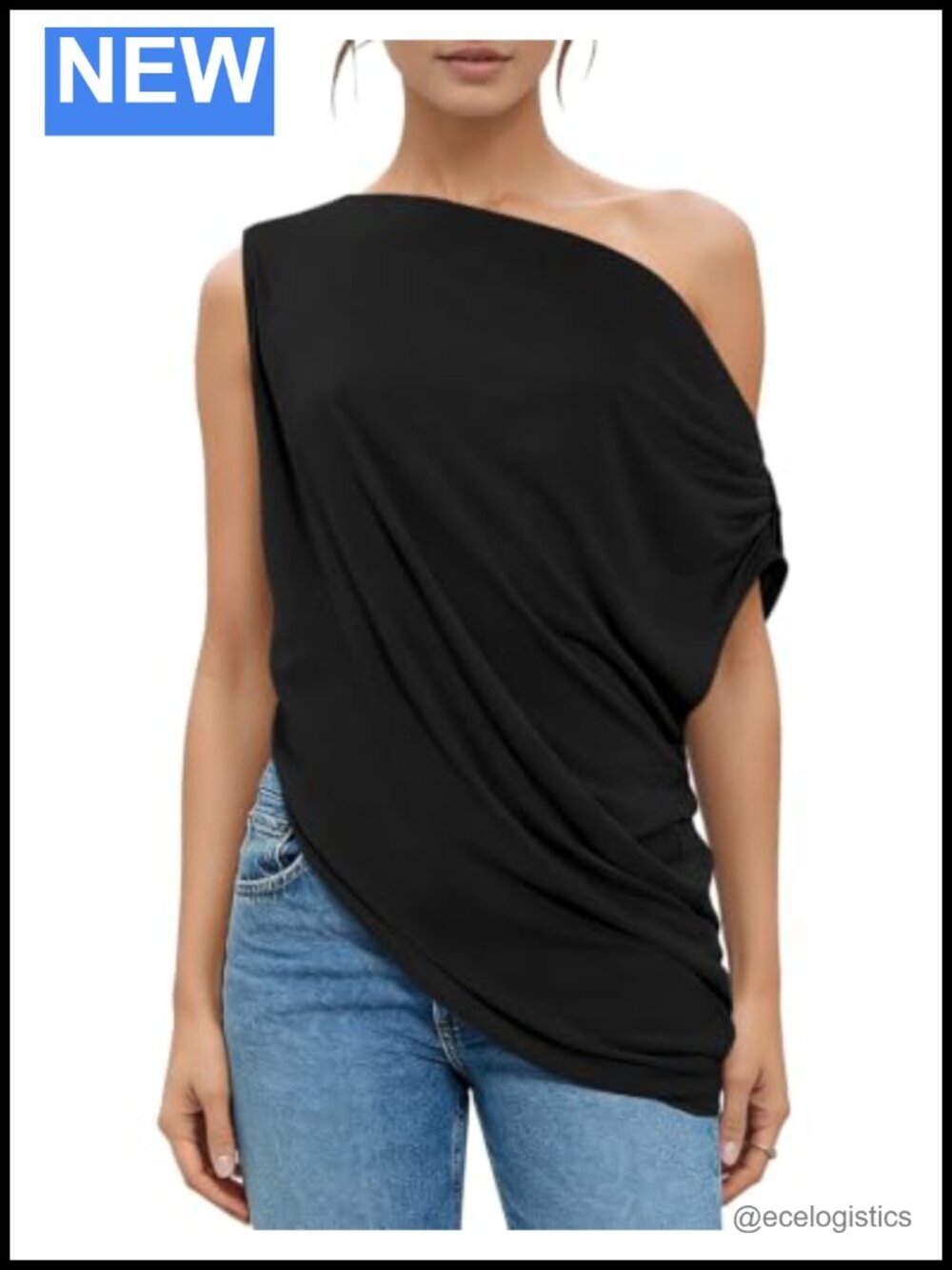 Off Shoulder Oversized Slouchy T-Shirt Asymmetric Hem Going Out Top